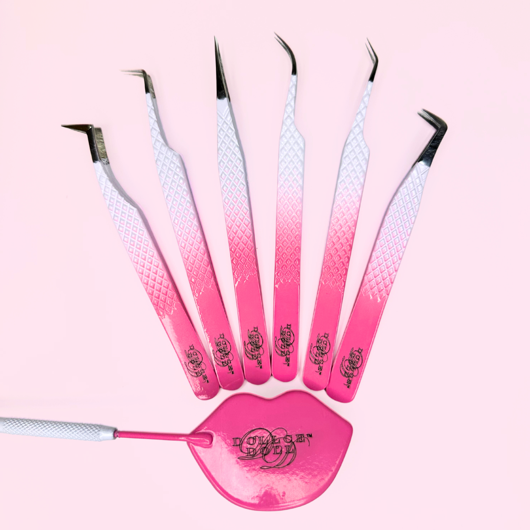 "Kiss Me" Set - Tweezers & Lash Mirror