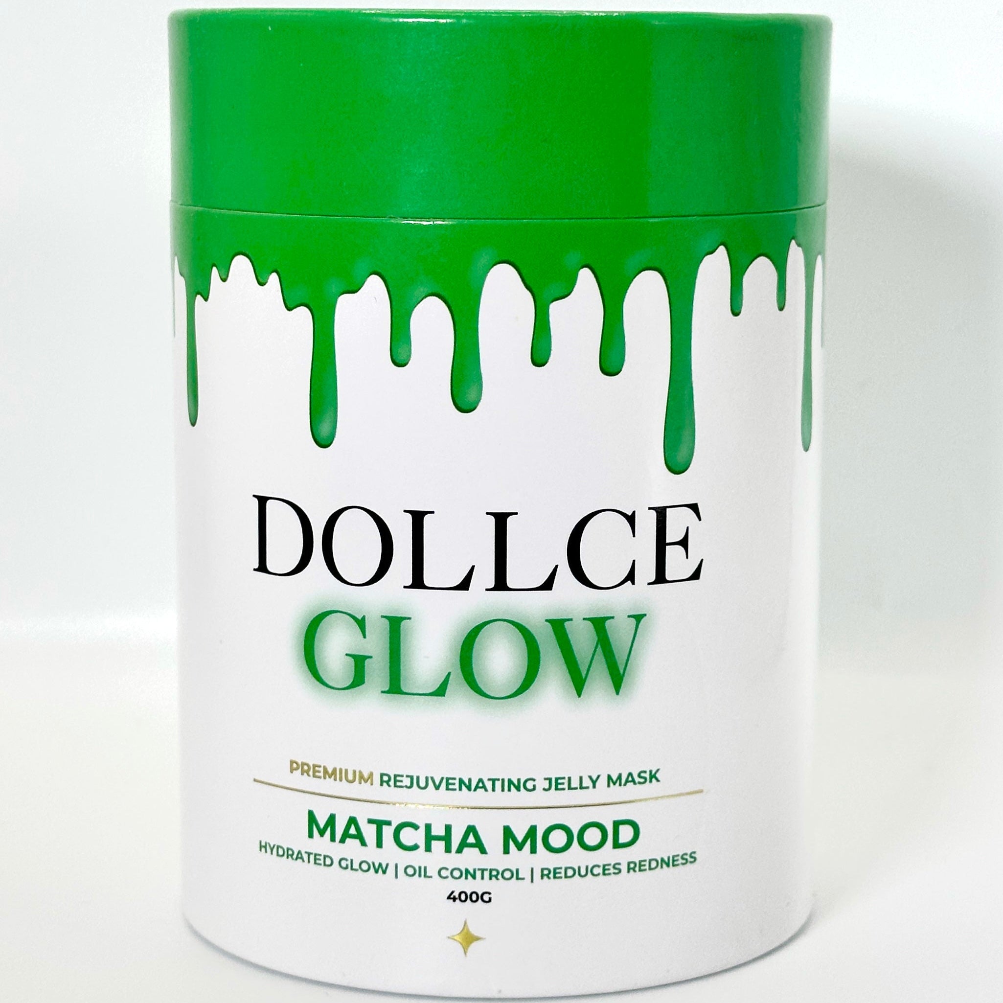 Dollice Glow Matcha Mood jelly mask container on a white background
