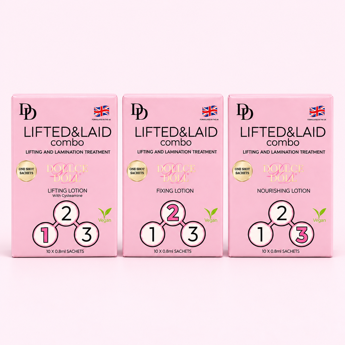 LIFTED&LAID Korean Lash Lift 3 (1,2&3) Step System with Cysteamine