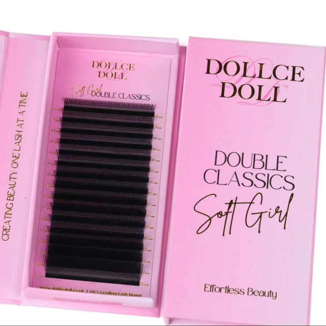 Dollce Doll Soft Girl Double Classic Lashes in brown and black for fuller natural classic lash sets